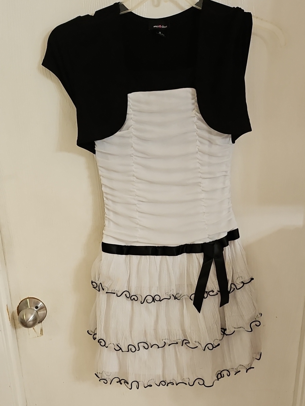 Amy's Closet Black and White Ruffled Formal Dress